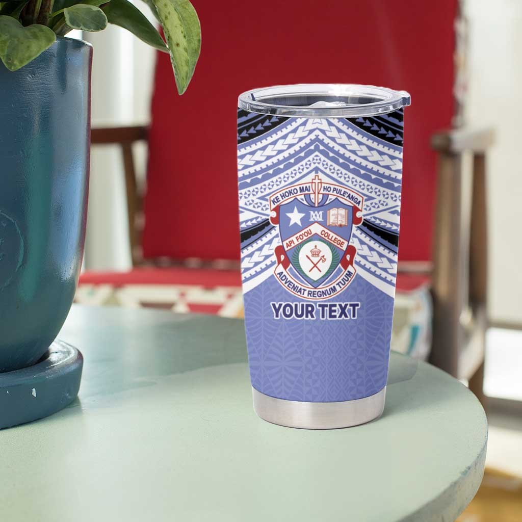 Personalised Tonga Apifoou College Tumbler Cup Polynesian Ngatu Tribal