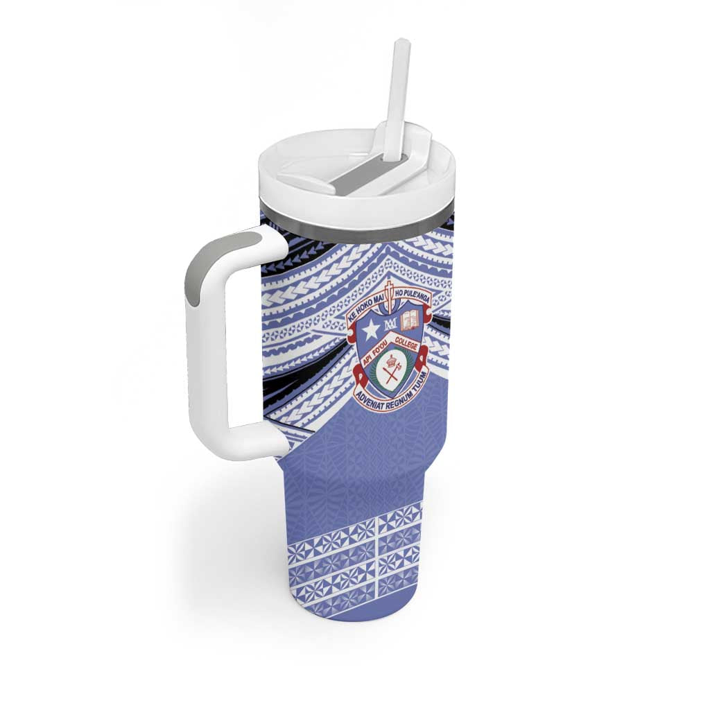 Personalised Tonga Apifoou College Tumbler With Handle Polynesian Ngatu Tribal