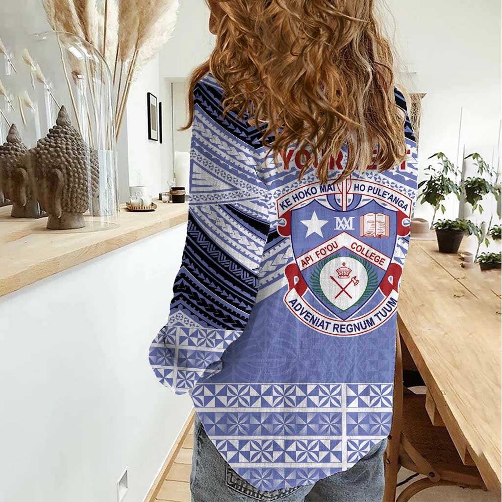 Personalised Tonga Apifoou College Women Casual Shirt Polynesian Ngatu Tribal LT9 - Polynesian Pride