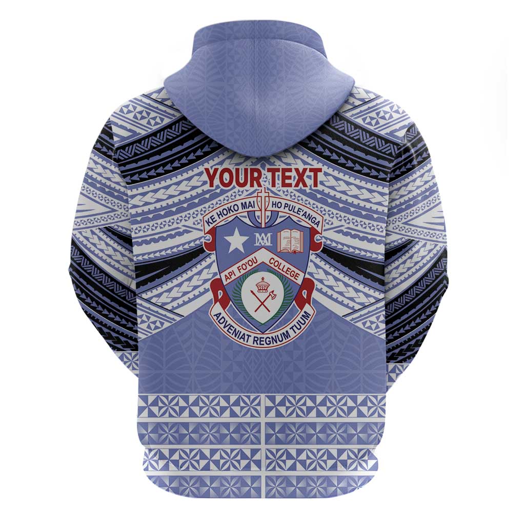 Personalised Tonga Apifoou College Zip Hoodie Polynesian Ngatu Tribal