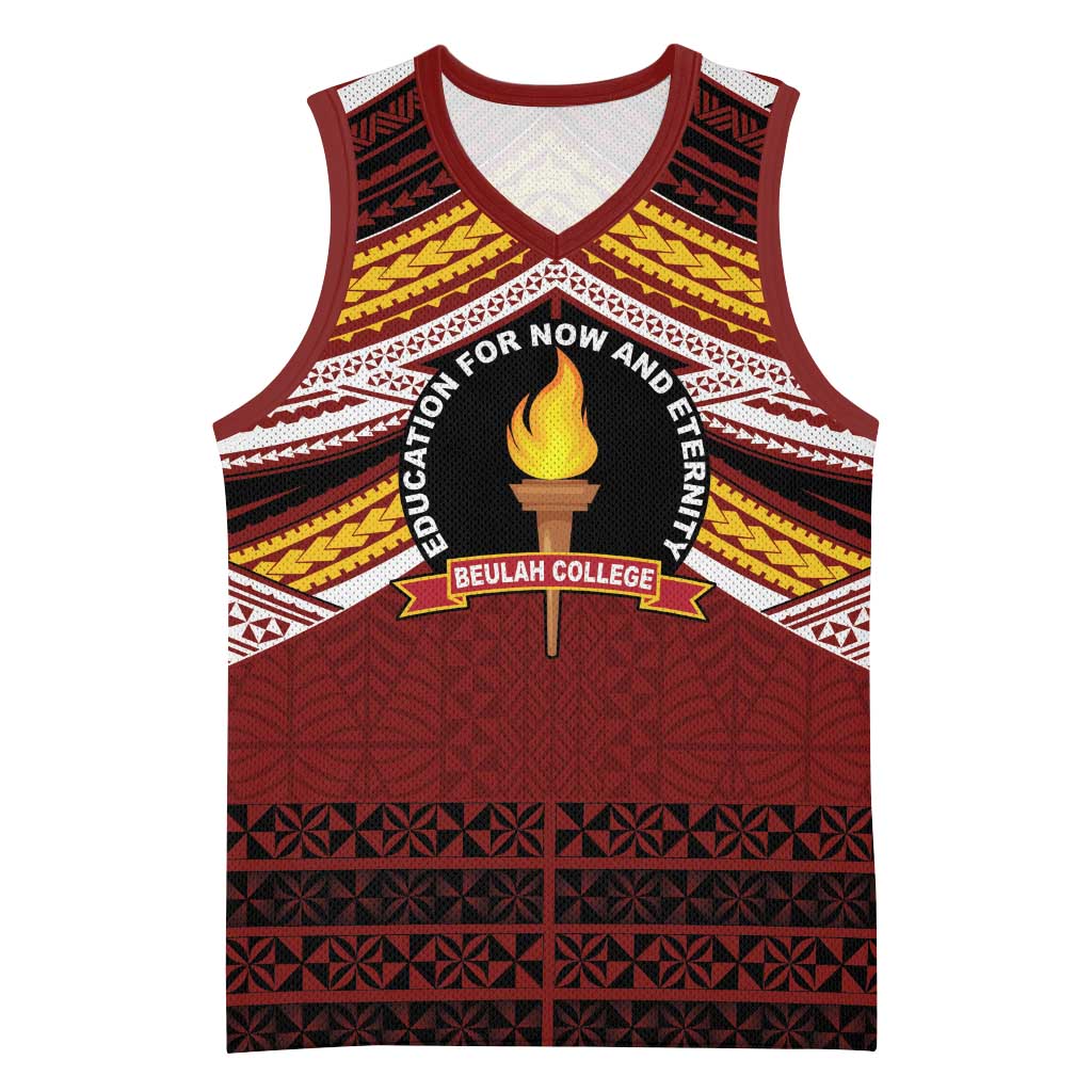 Personalised Tonga Beulah College Basketball Jersey Polynesian Ngatu Tribal - Polynesian Pride