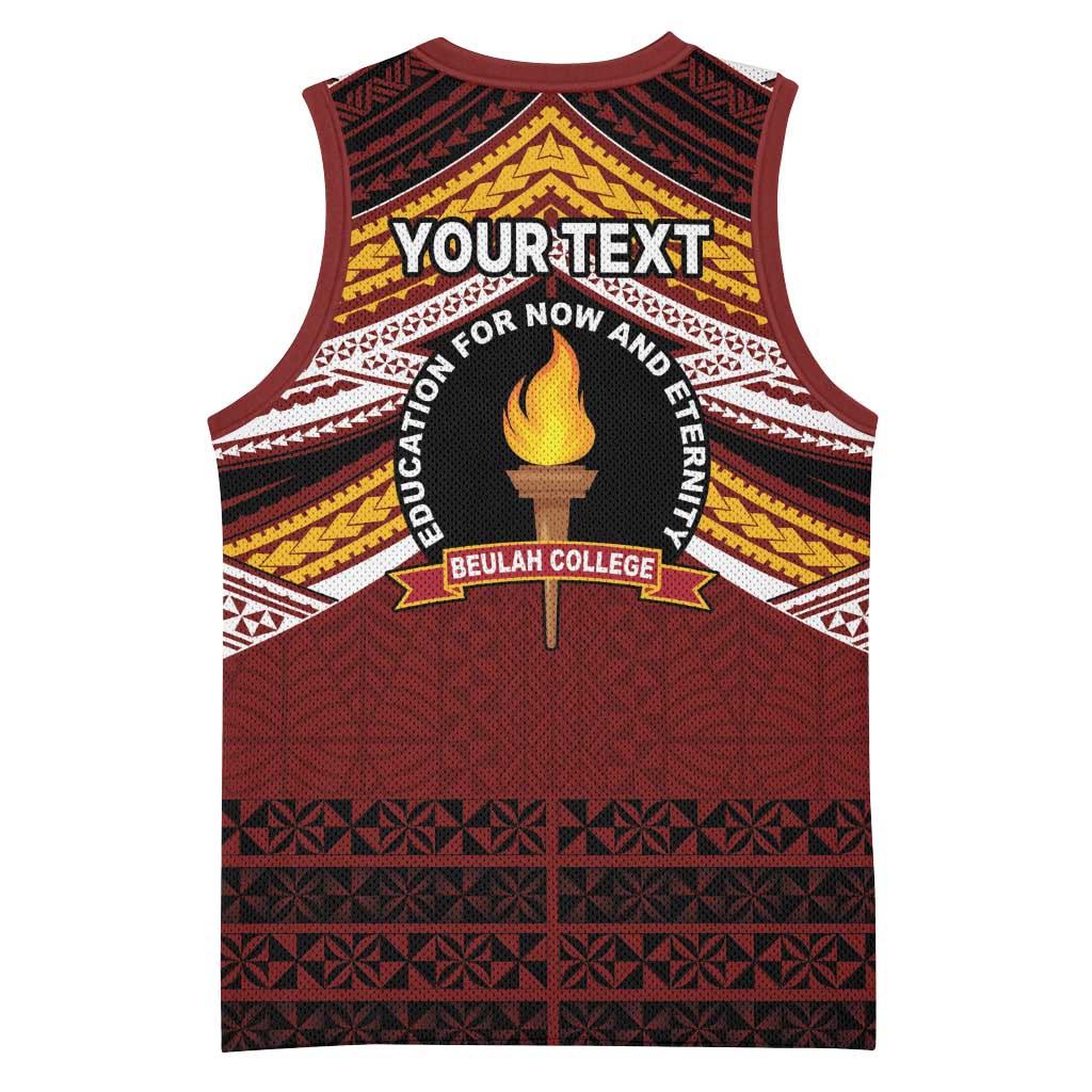 Personalised Tonga Beulah College Basketball Jersey Polynesian Ngatu Tribal - Polynesian Pride