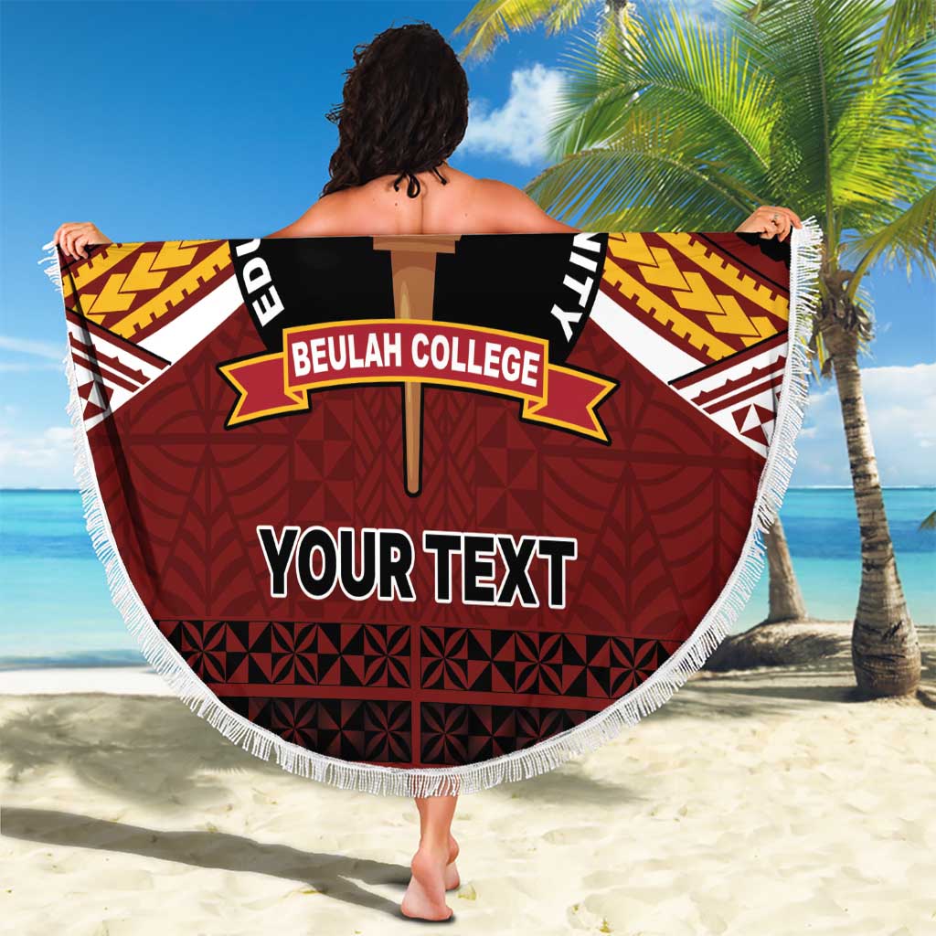 Personalised Tonga Beulah College Beach Blanket Polynesian Ngatu Tribal