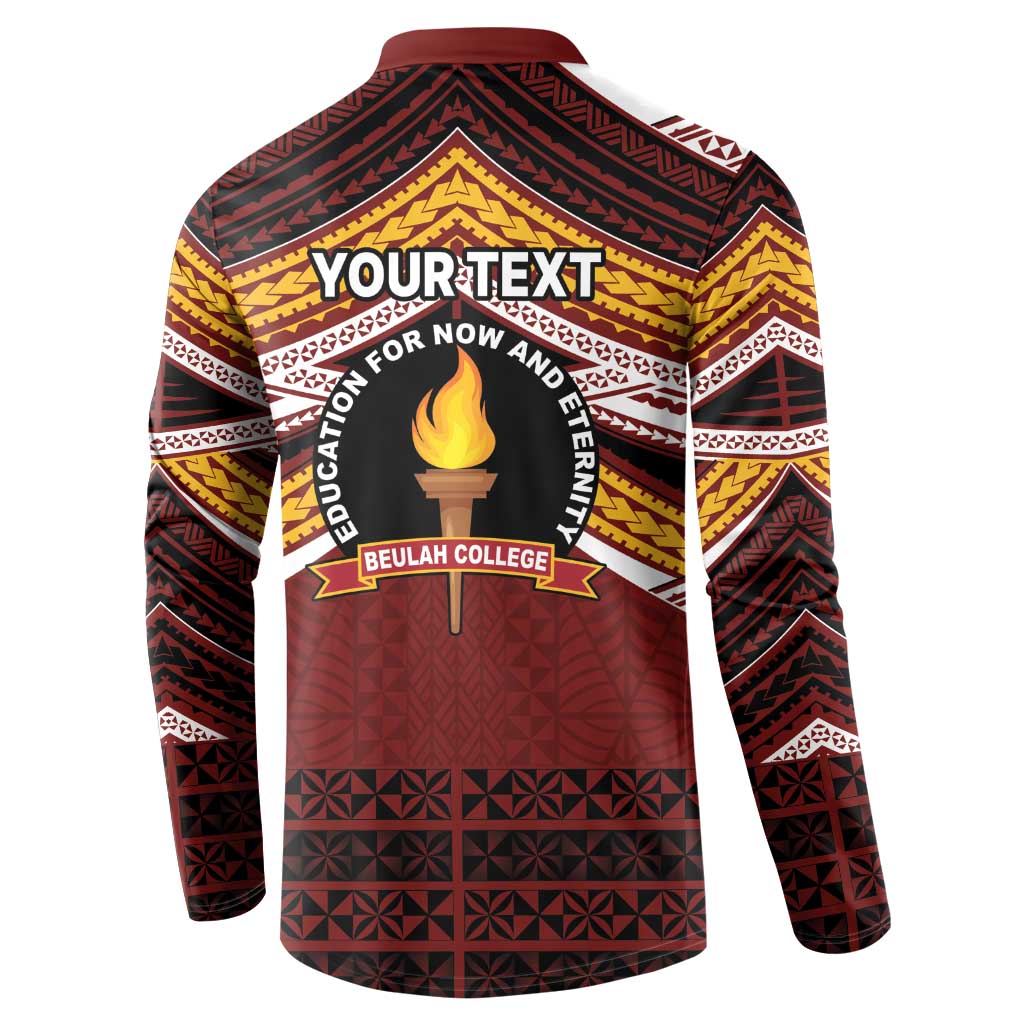 Personalised Tonga Beulah College Button Sweatshirt Polynesian Ngatu Tribal