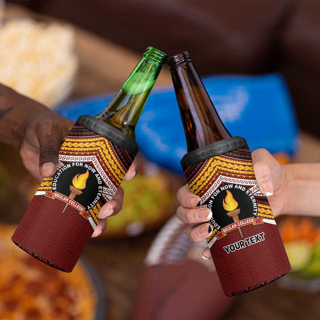 Personalised Tonga Beulah College 4 in 1 Can Cooler Tumbler Polynesian Ngatu Tribal