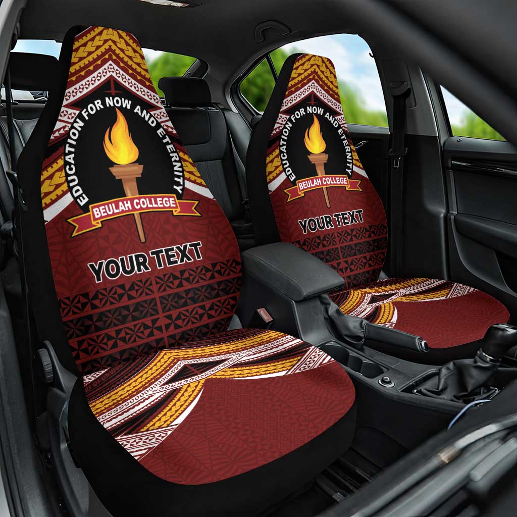 Personalised Tonga Beulah College Car Seat Cover Polynesian Ngatu Tribal