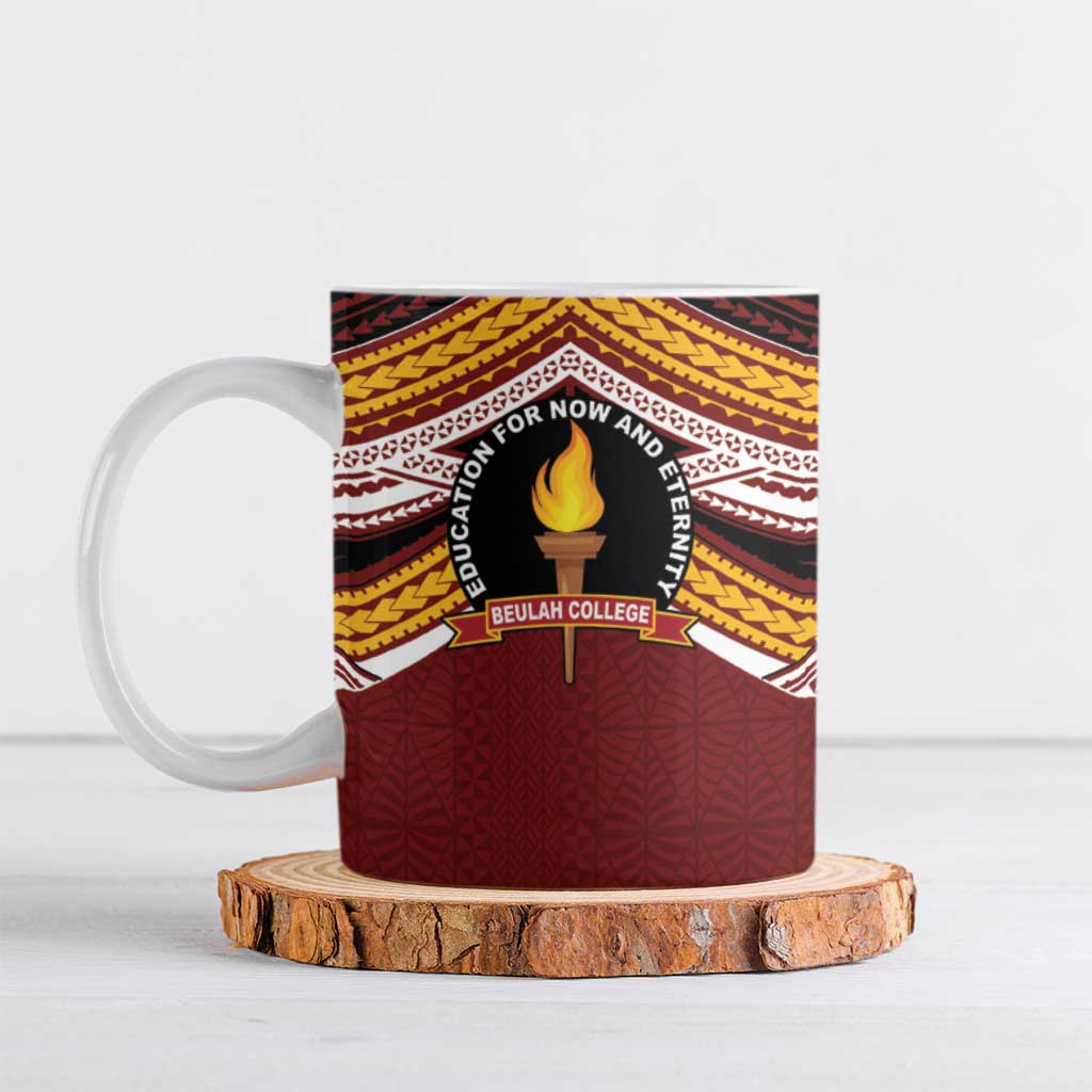 Personalised Tonga Beulah College Ceramic Mug Polynesian Ngatu Tribal - Polynesian Pride