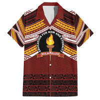 Personalised Tonga Beulah College Family Matching Long Sleeve Bodycon Dress and Hawaiian Shirt Polynesian Ngatu Tribal