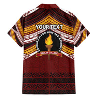 Personalised Tonga Beulah College Family Matching Long Sleeve Bodycon Dress and Hawaiian Shirt Polynesian Ngatu Tribal