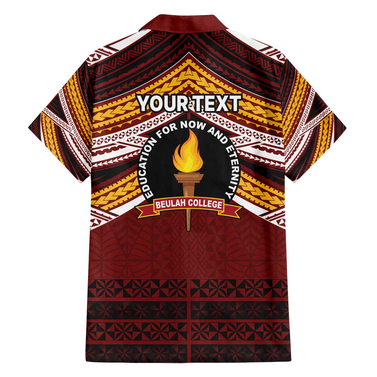 Personalised Tonga Beulah College Family Matching Off The Shoulder Long Sleeve Dress and Hawaiian Shirt Polynesian Ngatu Tribal