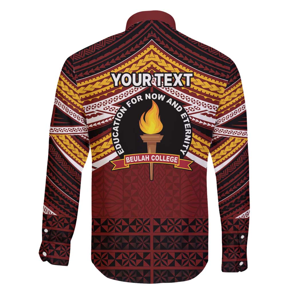 Personalised Tonga Beulah College Family Matching Off Shoulder Short Dress and Hawaiian Shirt Polynesian Ngatu Tribal