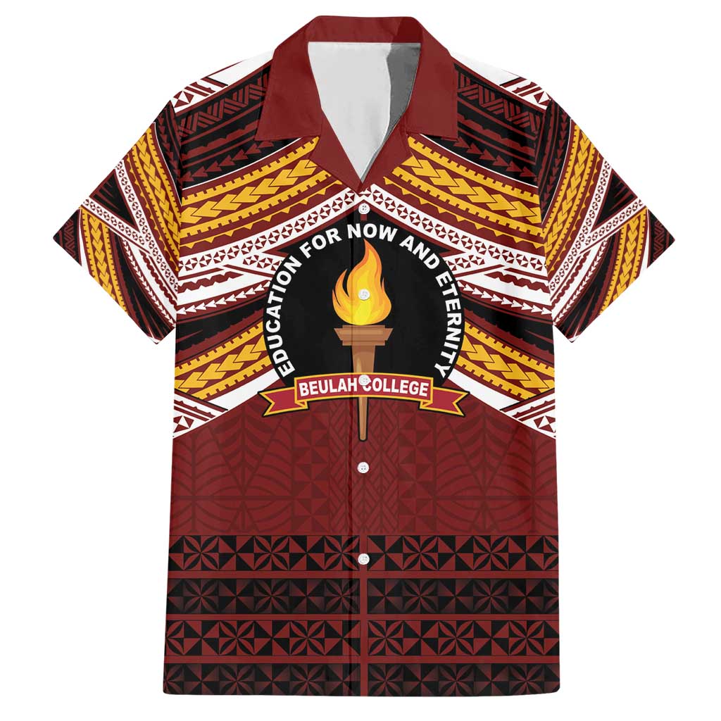 Personalised Tonga Beulah College Family Matching Short Sleeve Bodycon Dress and Hawaiian Shirt Polynesian Ngatu Tribal