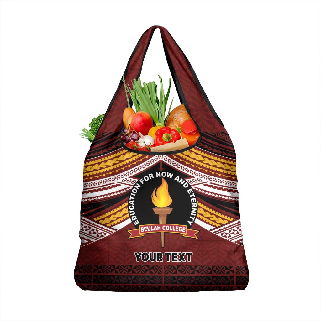 Personalised Tonga Beulah College Grocery Bag Polynesian Ngatu Tribal