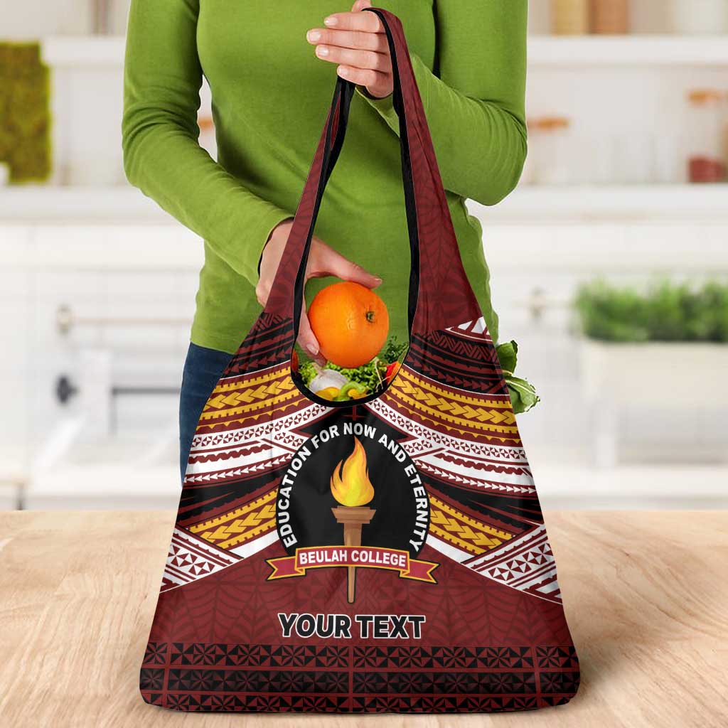 Personalised Tonga Beulah College Grocery Bag Polynesian Ngatu Tribal