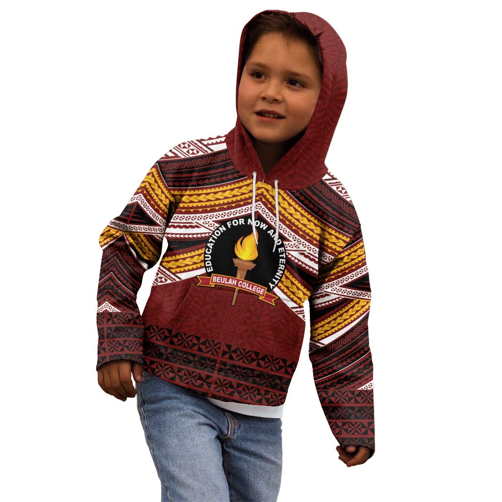 Personalised Tonga Beulah College Kid Hoodie Polynesian Ngatu Tribal