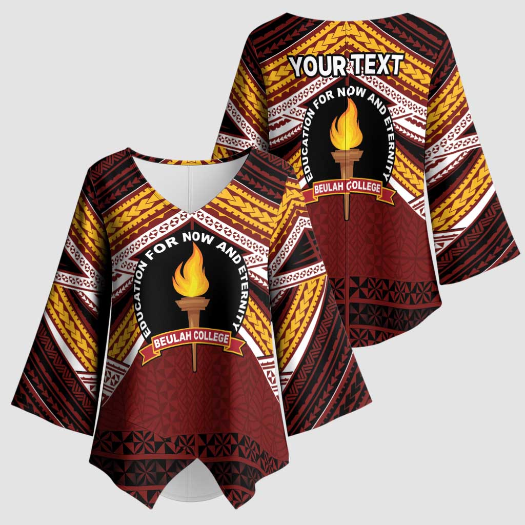 Personalised Tonga Beulah College Kimono Sleeve Blouse Polynesian Ngatu Tribal - Polynesian Pride