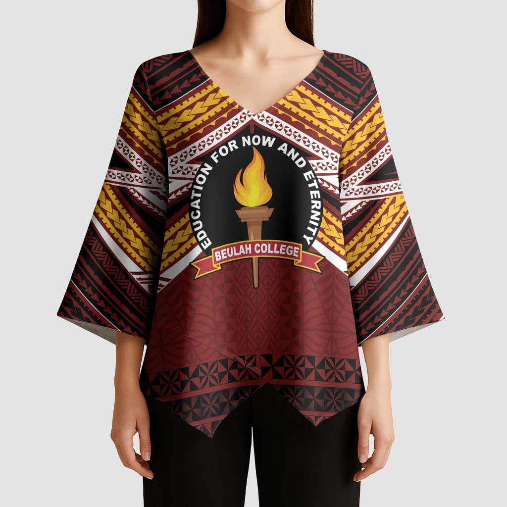 Personalised Tonga Beulah College Kimono Sleeve Blouse Polynesian Ngatu Tribal - Polynesian Pride