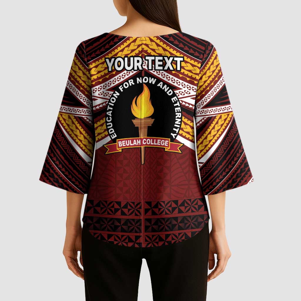 Personalised Tonga Beulah College Kimono Sleeve Blouse Polynesian Ngatu Tribal - Polynesian Pride