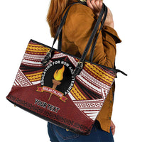 Personalised Tonga Beulah College Leather Tote Bag Polynesian Ngatu Tribal