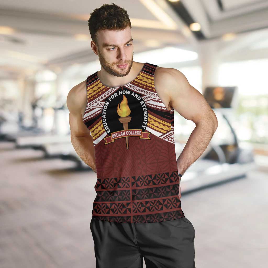 Personalised Tonga Beulah College Men Tank Top Polynesian Ngatu Tribal