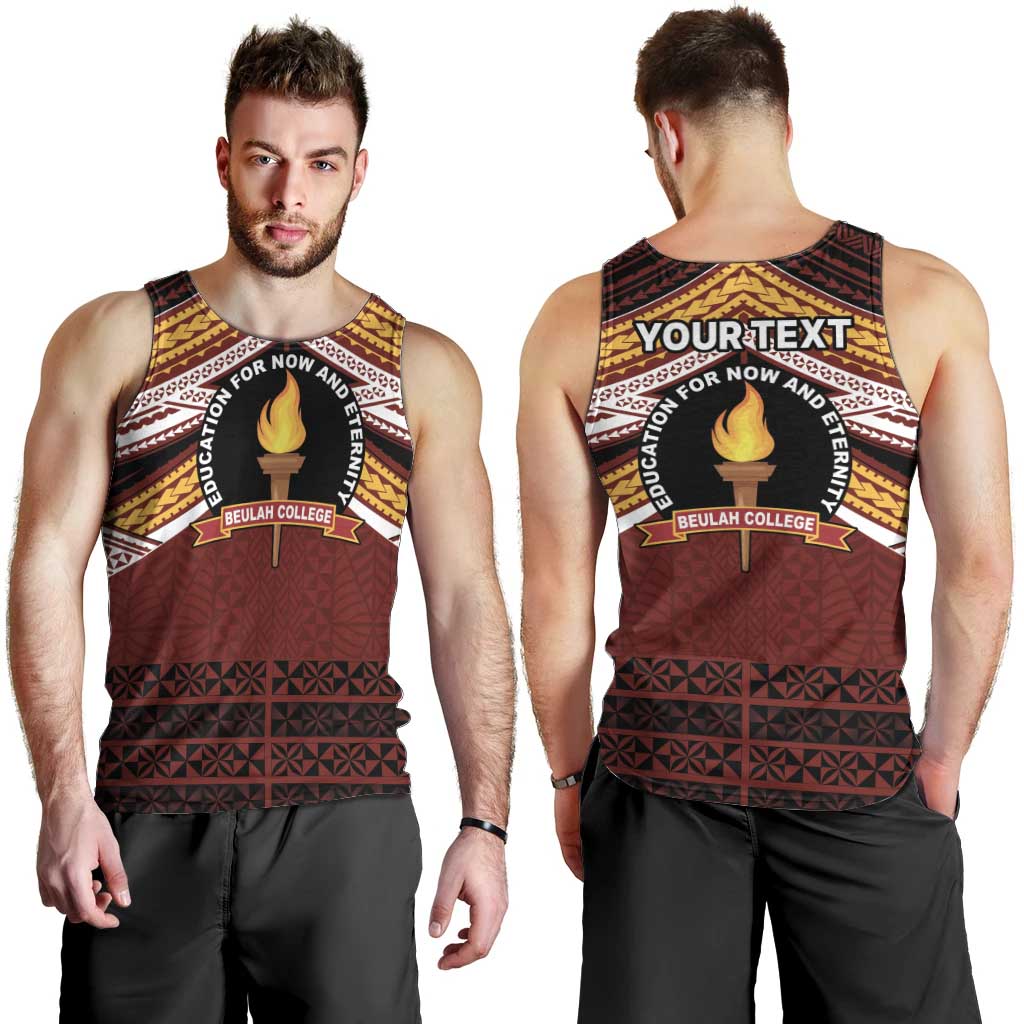 Personalised Tonga Beulah College Men Tank Top Polynesian Ngatu Tribal