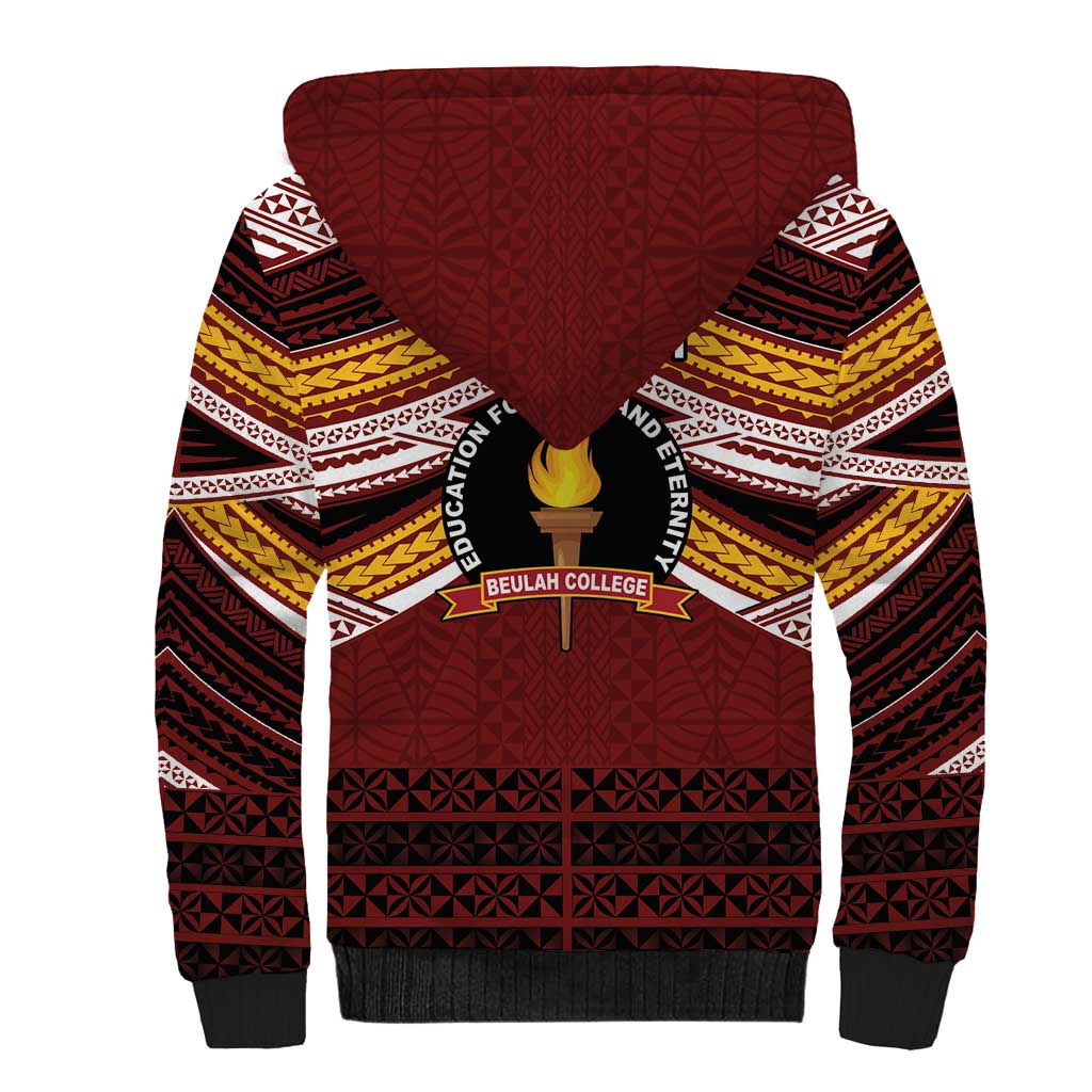 Personalised Tonga Beulah College Sherpa Hoodie Polynesian Ngatu Tribal