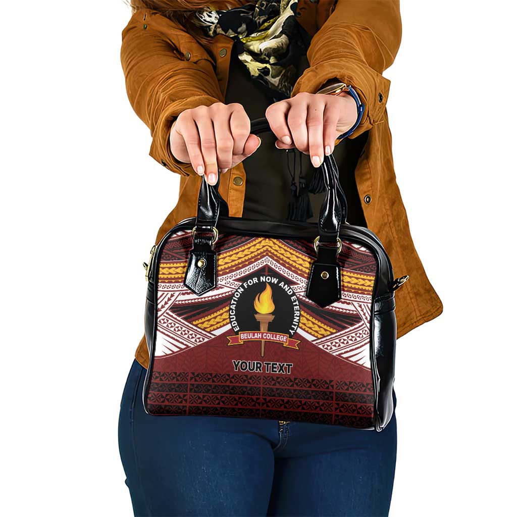 Personalised Tonga Beulah College Shoulder Handbag Polynesian Ngatu Tribal