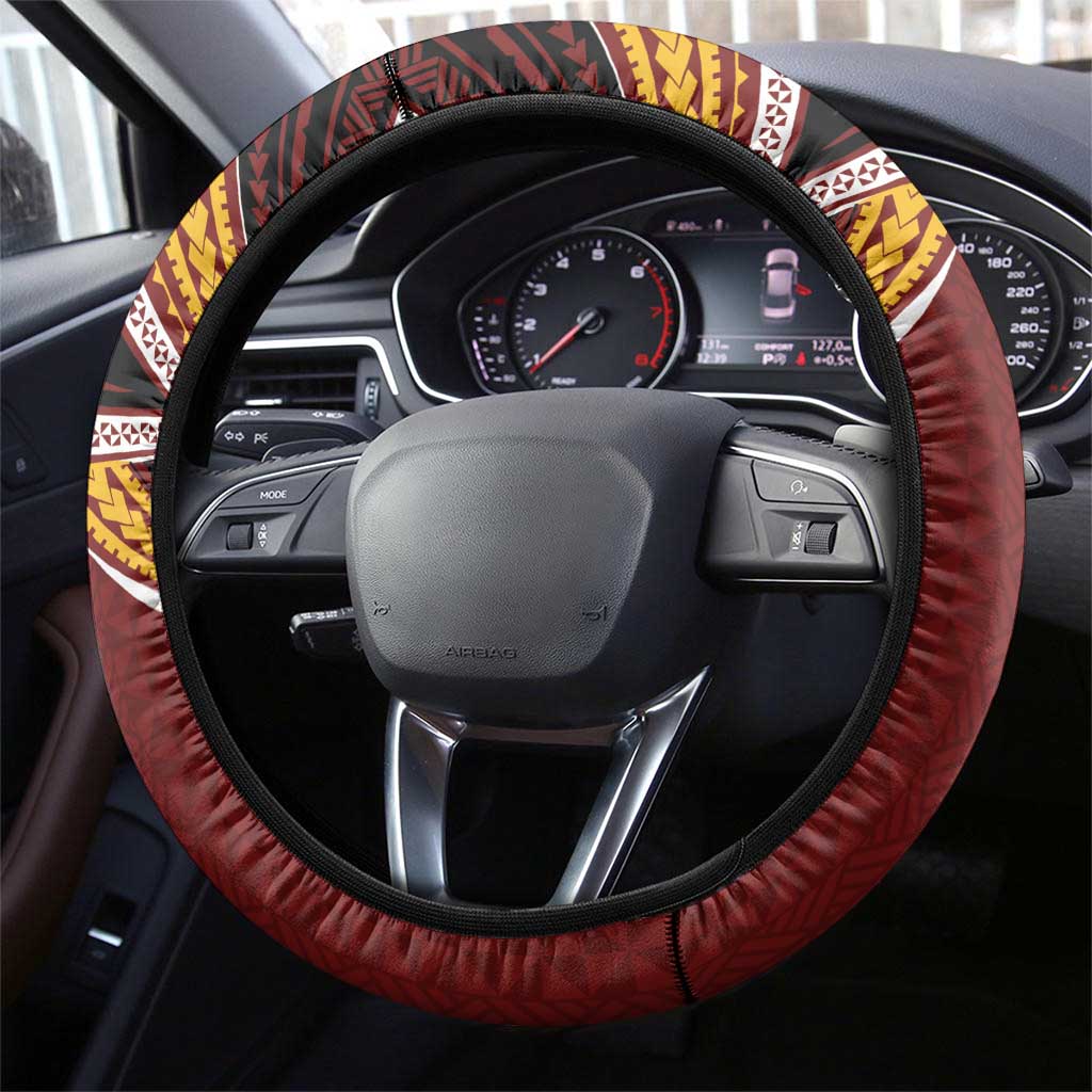 Tonga Beulah College Steering Wheel Cover Polynesian Ngatu Tribal