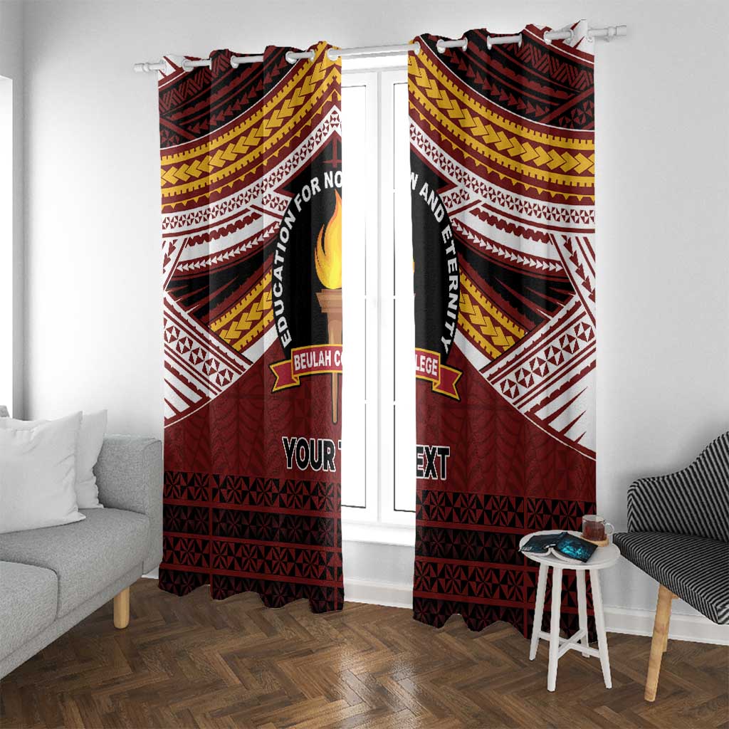 Personalised Tonga Beulah College Window Curtain Polynesian Ngatu Tribal