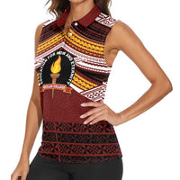Personalised Tonga Beulah College Women Sleeveless Polo Shirt Polynesian Ngatu Tribal