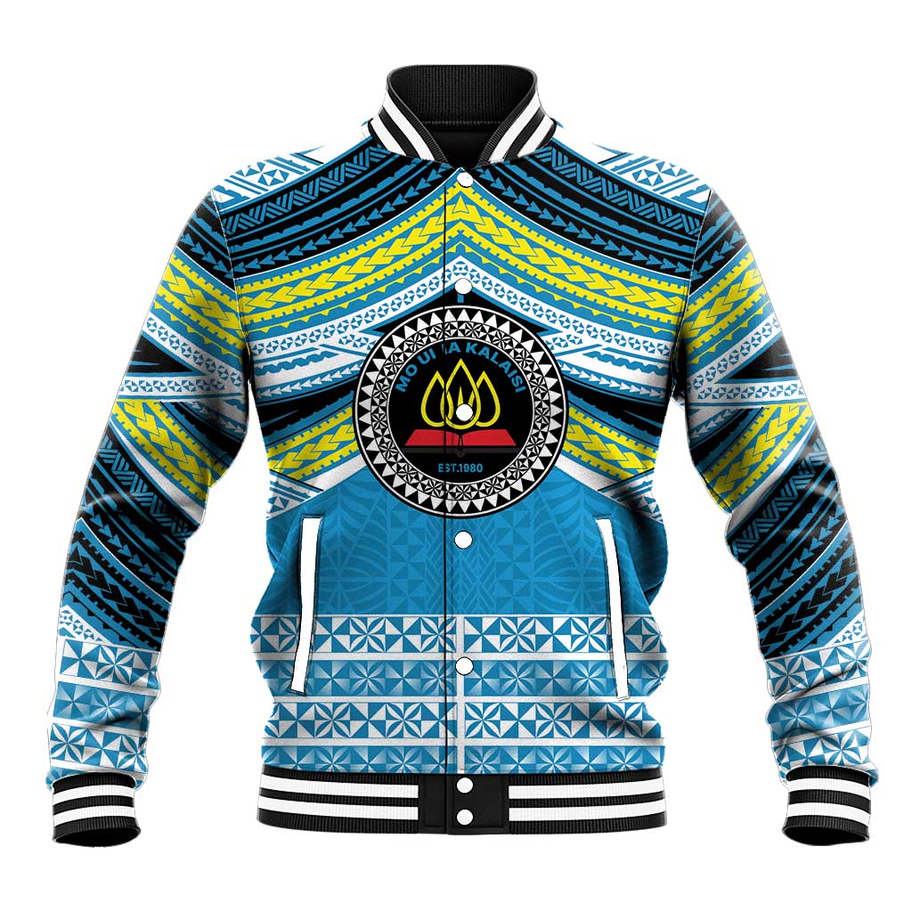 Personalised Tonga Lavengamalie College Baseball Jacket Polynesian Ngatu Tribal