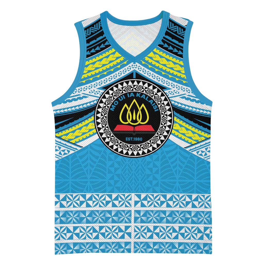 Personalised Tonga Lavengamalie College Basketball Jersey Polynesian Ngatu Tribal - Polynesian Pride