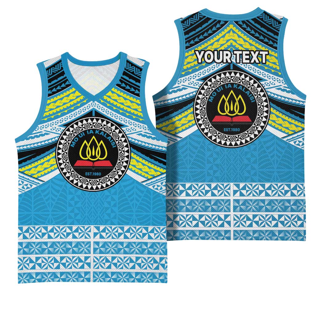 Personalised Tonga Lavengamalie College Basketball Jersey Polynesian Ngatu Tribal - Polynesian Pride