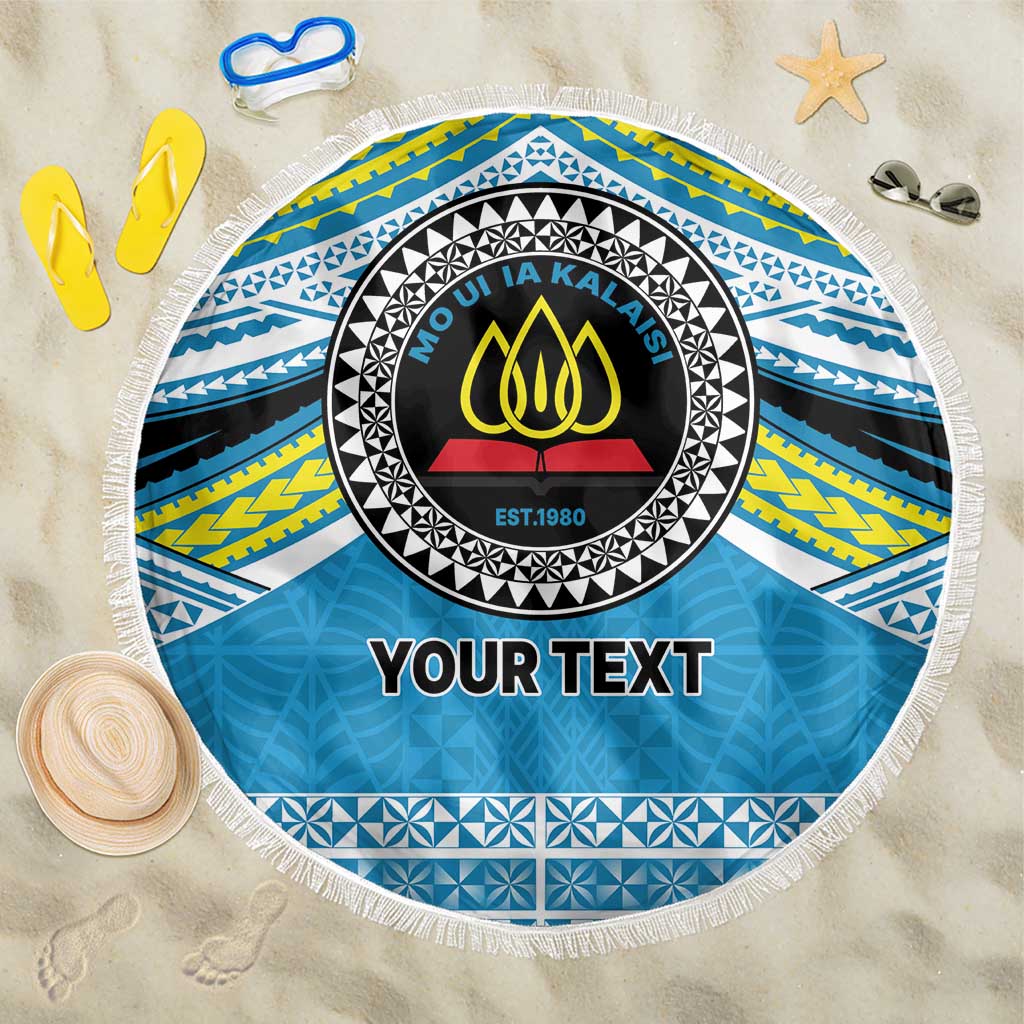 Personalised Tonga Lavengamalie College Beach Blanket Polynesian Ngatu Tribal