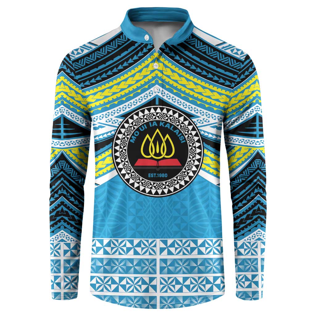 Personalised Tonga Lavengamalie College Button Sweatshirt Polynesian Ngatu Tribal