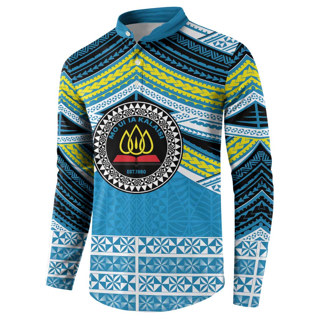 Personalised Tonga Lavengamalie College Button Sweatshirt Polynesian Ngatu Tribal