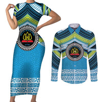 Personalised Tonga Lavengamalie College Couples Matching Short Sleeve Bodycon Dress and Long Sleeve Button Shirt Polynesian Ngatu Tribal