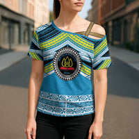 Personalised Tonga Lavengamalie College Cross Shoulder Shirt Polynesian Ngatu Tribal - Polynesian Pride