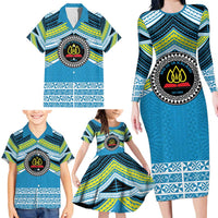 Personalised Tonga Lavengamalie College Family Matching Long Sleeve Bodycon Dress and Hawaiian Shirt Polynesian Ngatu Tribal