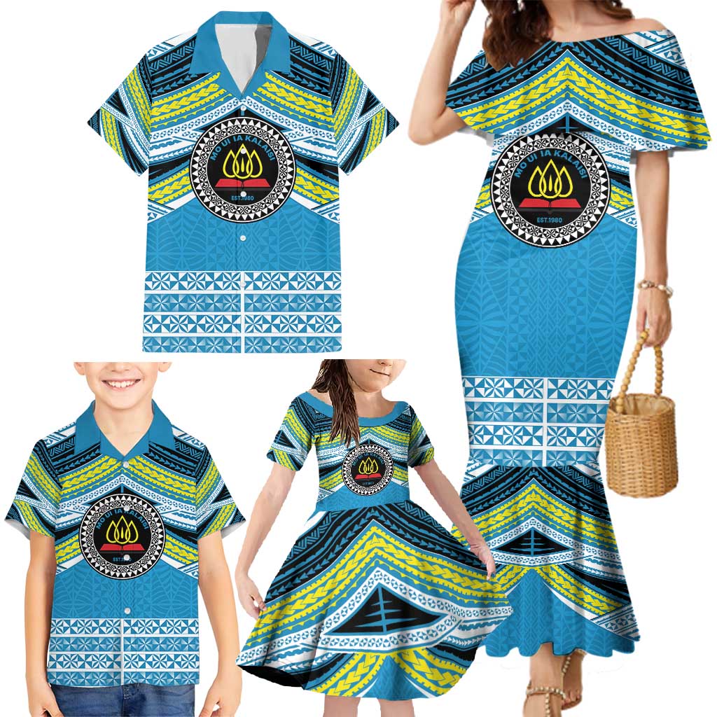 Personalised Tonga Lavengamalie College Family Matching Mermaid Dress and Hawaiian Shirt Polynesian Ngatu Tribal
