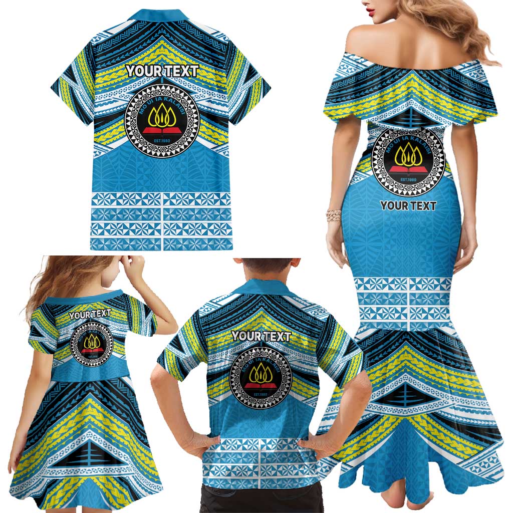 Personalised Tonga Lavengamalie College Family Matching Mermaid Dress and Hawaiian Shirt Polynesian Ngatu Tribal