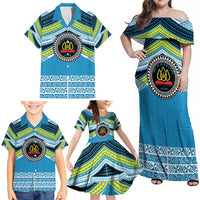 Personalised Tonga Lavengamalie College Family Matching Off Shoulder Maxi Dress and Hawaiian Shirt Polynesian Ngatu Tribal