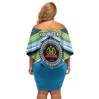 Personalised Tonga Lavengamalie College Family Matching Off Shoulder Short Dress and Hawaiian Shirt Polynesian Ngatu Tribal