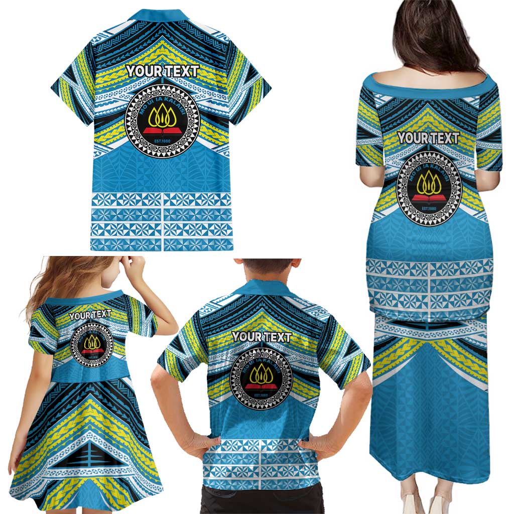 Personalised Tonga Lavengamalie College Family Matching Puletasi and Hawaiian Shirt Polynesian Ngatu Tribal