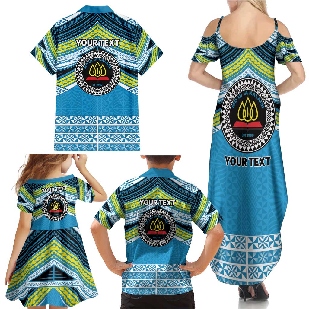 Personalised Tonga Lavengamalie College Family Matching Summer Maxi Dress and Hawaiian Shirt Polynesian Ngatu Tribal