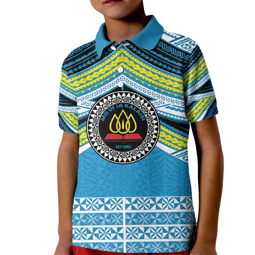 Personalised Tonga Lavengamalie College Kid Polo Shirt Polynesian Ngatu Tribal