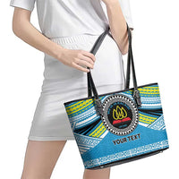 Personalised Tonga Lavengamalie College Leather Tote Bag Polynesian Ngatu Tribal