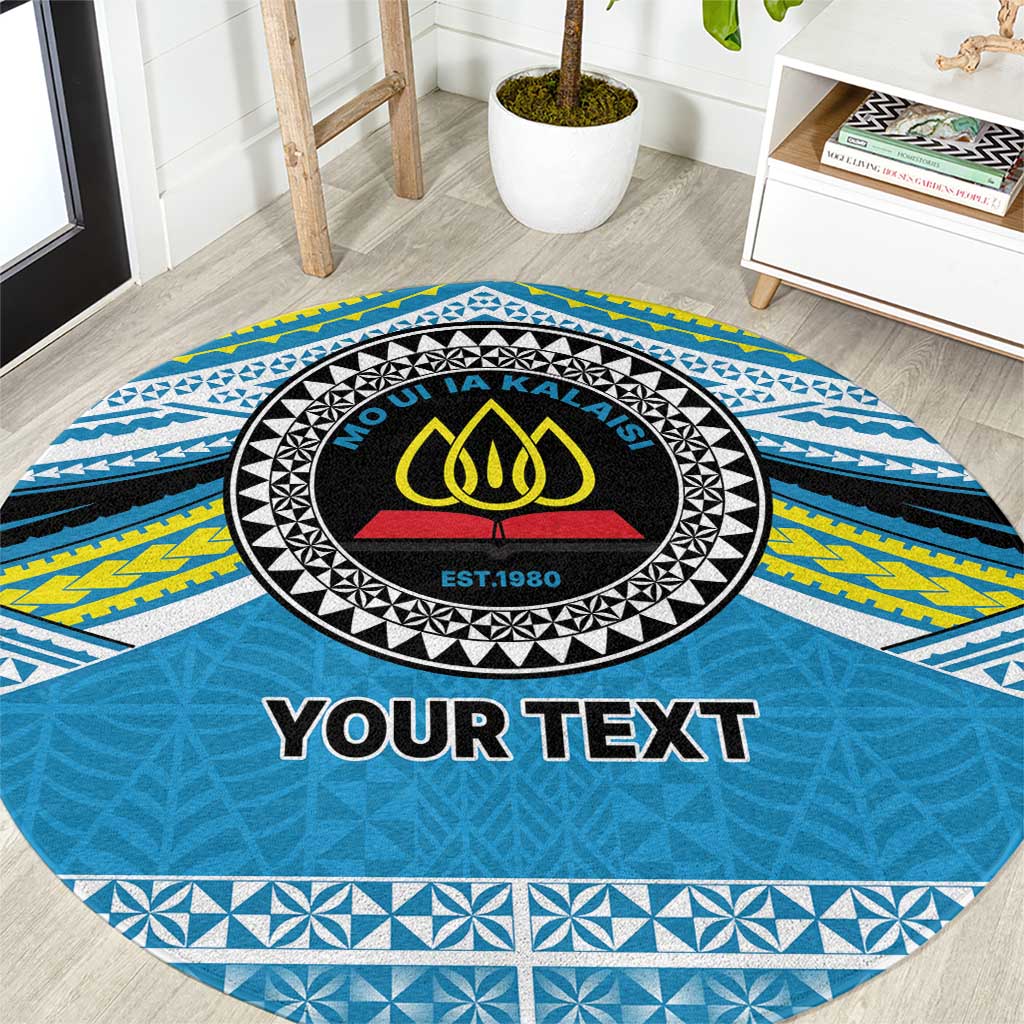 Personalised Tonga Lavengamalie College Round Carpet Polynesian Ngatu Tribal