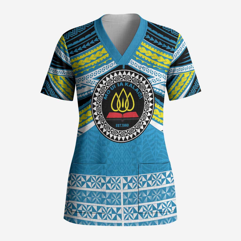 Personalised Tonga Lavengamalie College Scrub Top Polynesian Ngatu Tribal - Polynesian Pride