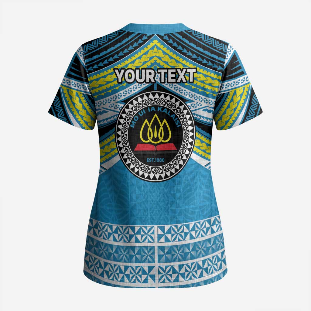 Personalised Tonga Lavengamalie College Scrub Top Polynesian Ngatu Tribal - Polynesian Pride